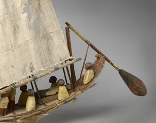 Modèle de bateau avec voile, rames et 10 figures, vers 1975-1640 av. J.-C.